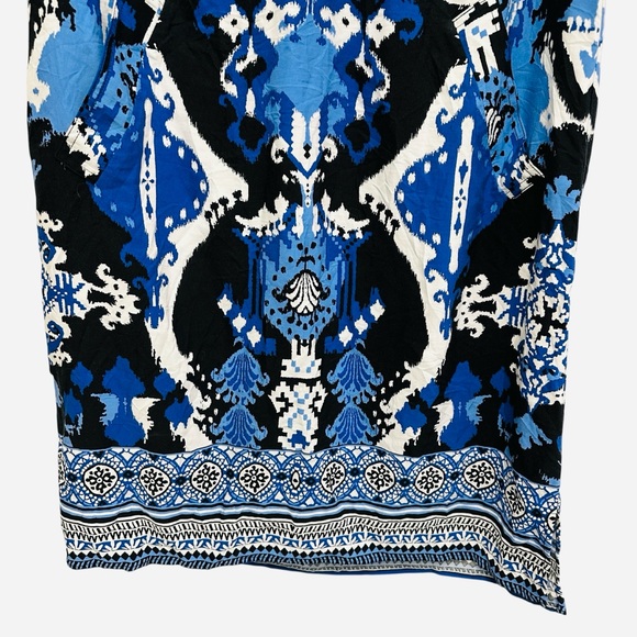 Chico’s blue white black ikat print contemporary artsy dress Size L - Picture 6 of 12